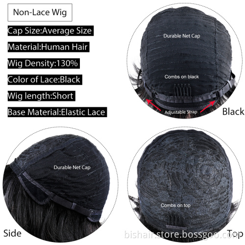 Wholesale Short Pixie Cut Straight Remy Brazilian Human Hair for Black Women Machine Made Highlight Color Cheap Glueless Wig